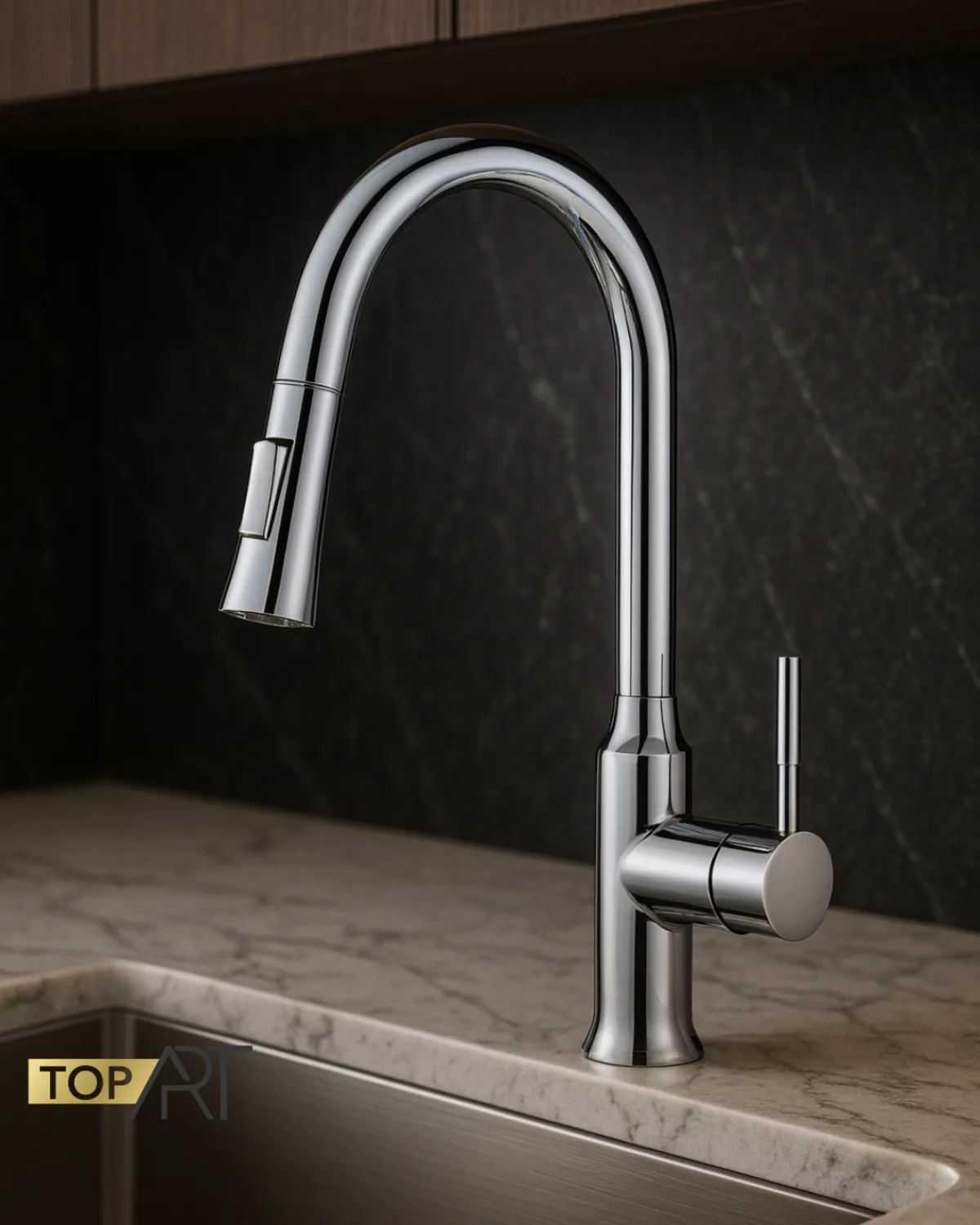 ברז מטבח גבוה עם מתיז נשלף